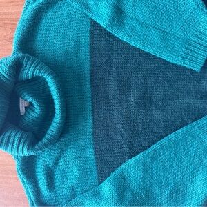 Skies Are Blue Teal and Dark Green Turtleneck Sweater